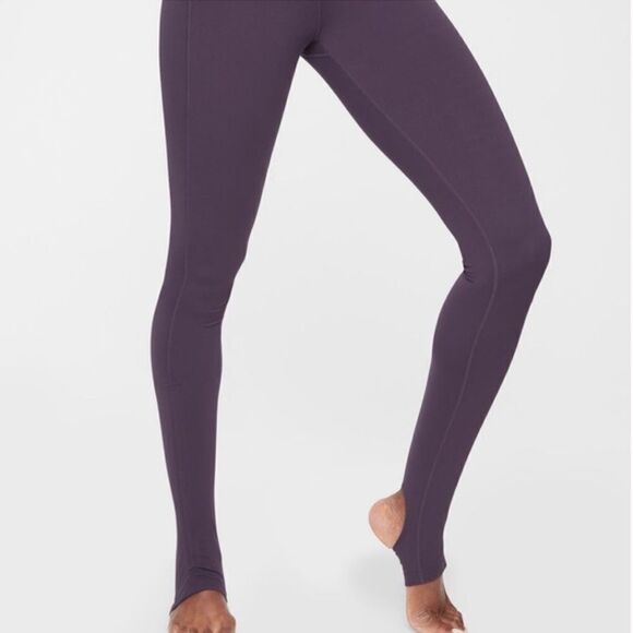ATHLETA Barre Stirrup High Rise Powervita Plum Leggings Size Small - Picture 2 of 9
